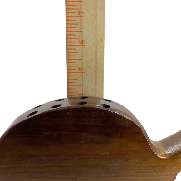 Vtg Handmade Wood Turtle Pencil Paint Brush Holder Made in Haiti 10" x 4" Brown - Picture 5 of 6